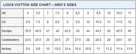 lv men shoe size chart|louis vuitton boot size chart.